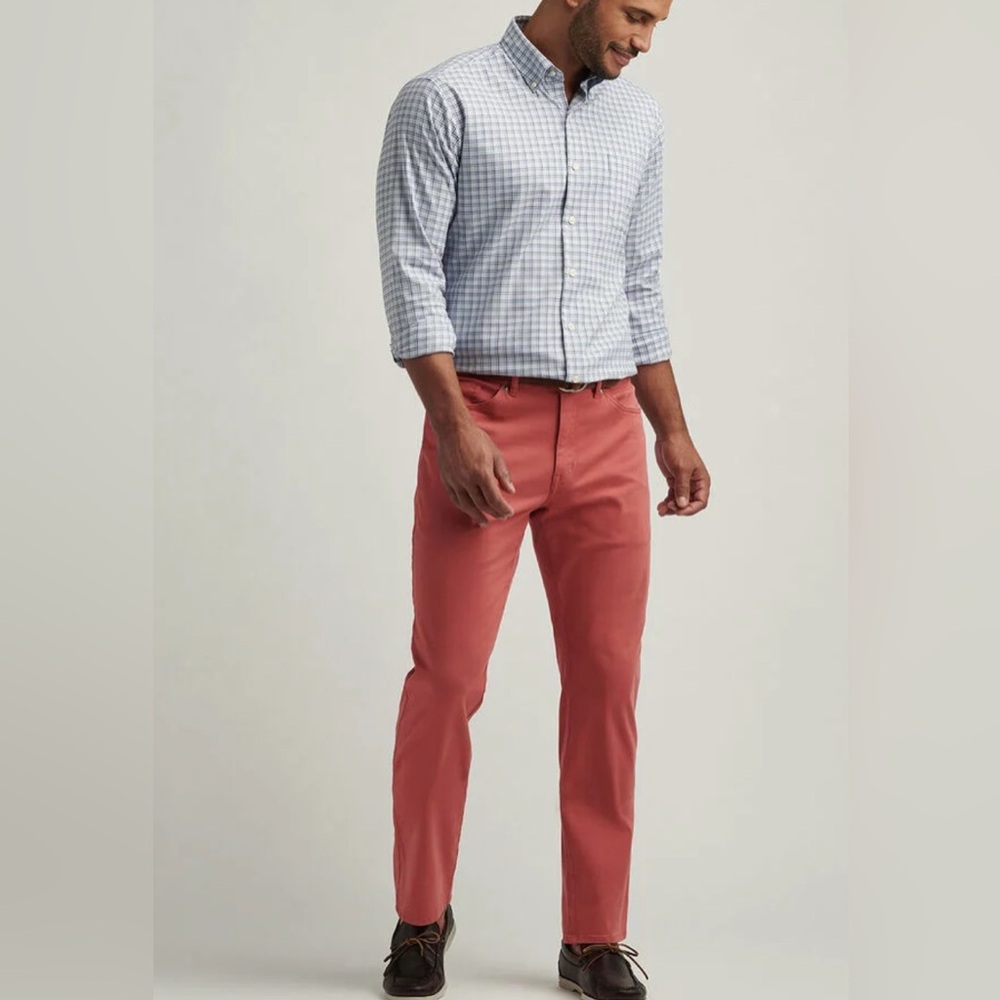 Peter Millar Crown Signature Sateen 5 Pocket Pants NWT Cape Red Size 40